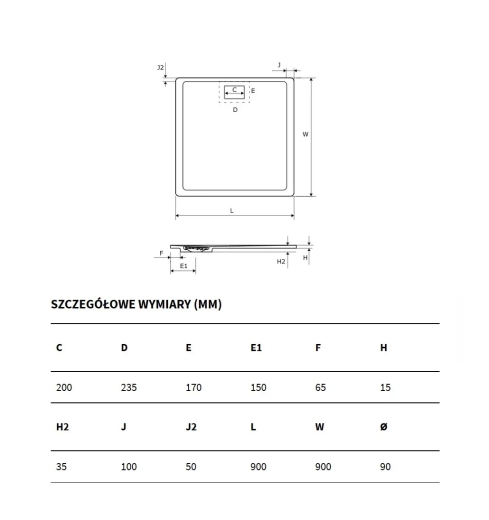Піддон для душу композитний Excellent Lavano 900x900 cm білий (BREX.1102.090.090.090.WHN) - 4