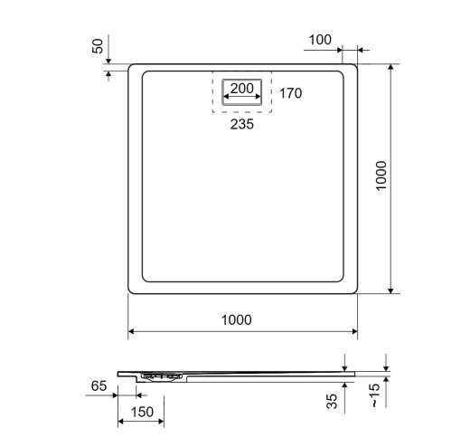 Піддон душовий композитний Excellent Lavano 1000x1000 cm капучино (BREX.1102.100.100.100.CAN) - 3
