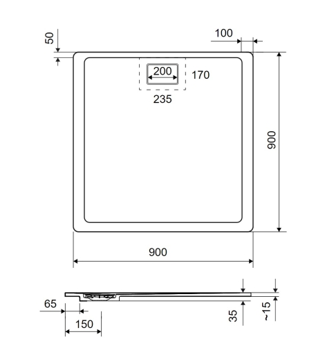 Піддон душовий композитний Excellent Lavano 900x900 cm сірий (BREX.1102.090.090.090.CON) - 4