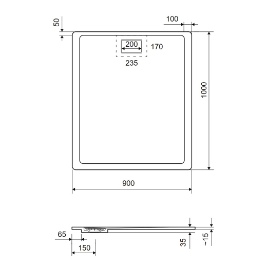 Піддон душовий композитний Excellent Lavano 1000x900 cm сірий (BREX.1103.100.090.CON) - 4