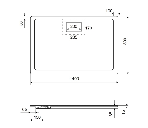 Піддон душовий композитний Excellent Lavano 1400x800 cm сірий (BREX.1103.140.080.CON) - 3
