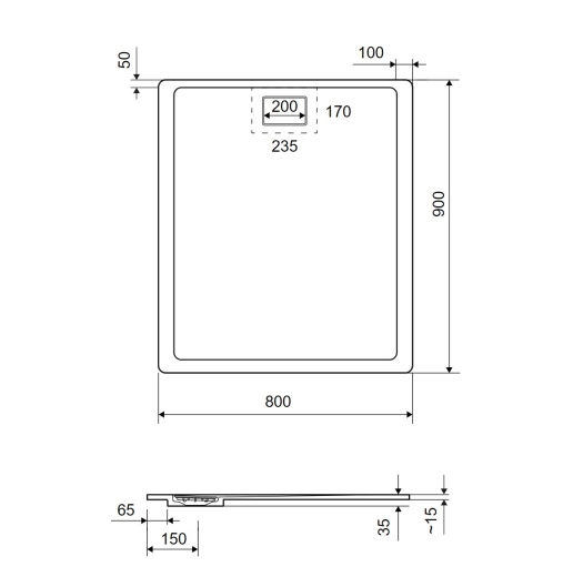 Піддон душовий композитний Excellent Lavano 900x800 cm чорний (BREX.1103.090.080.BLN) - 3