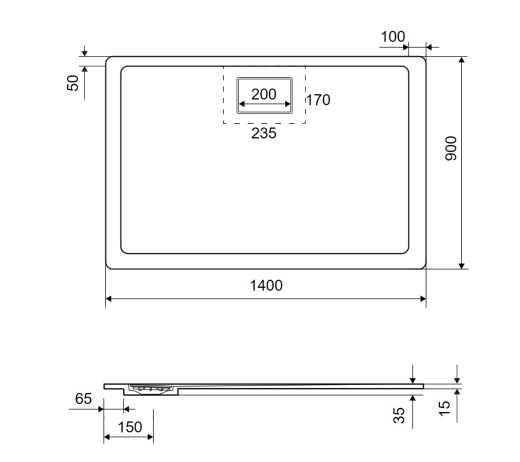 Піддон душовий композитний Excellent Lavano 1400x900 cm чорний (BREX.1103.140.090.BLN) - 4