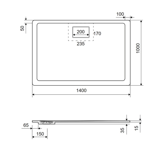Піддон душовий композитний Excellent Lavano 1400x1000 cm чорний (BREX.1103.140.100.BLN) - 4