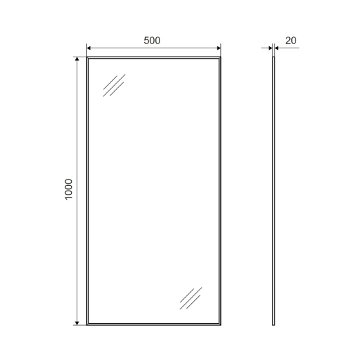 Дзеркало прямокутне 100x50 cm Excellent Kuadro матове золото (DOEX.KU100.050.GB) - 3
