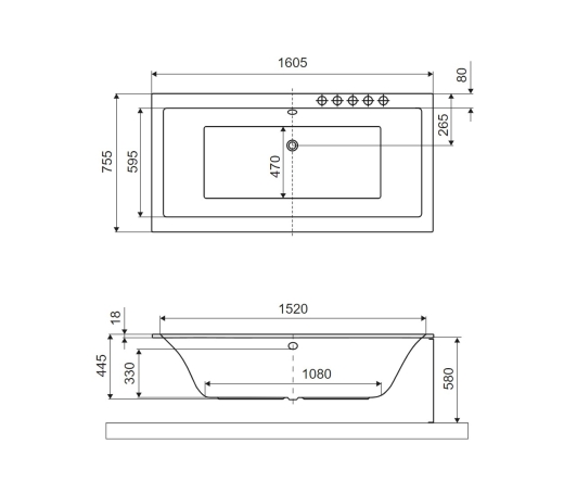 Ванна акриловая прямоугольная Excellent Pryzmat Slim 1600х750 (WAEX.PRY16WHS) - 4