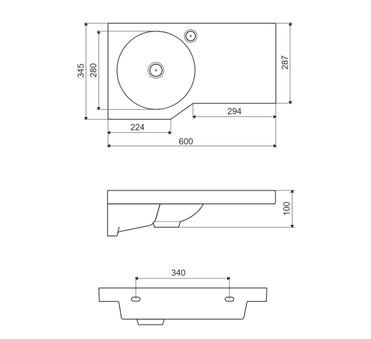 Умывальник Excellent Be Spot 60×35 см (CEEX.2301.600.WH) - 5