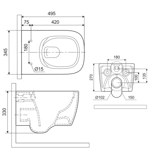 Унитаз подвесной безободка 49х34 см Excellent Doto S с сиденьем Soft Close (CEEX.1609.495.WH) - 5
