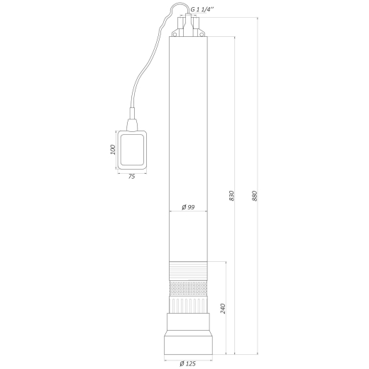 Колодязний насос OPTIMA OP 5,1- 10 F 1,1 кВт з поплавком (9694900304193681) - 5