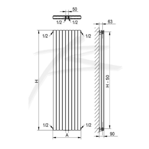 Вертикальный дизайнерский радиатор BETATHERM Blende 1800×504мм, 1950 Вт B2V 2180/09 9016M 99 - 3