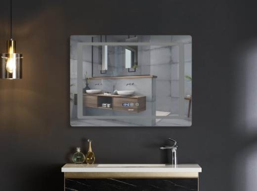 Зеркало MIXXUS Style MR03-80x60 часы, LED-подсветка, антизапотевание (MI6005) - 4