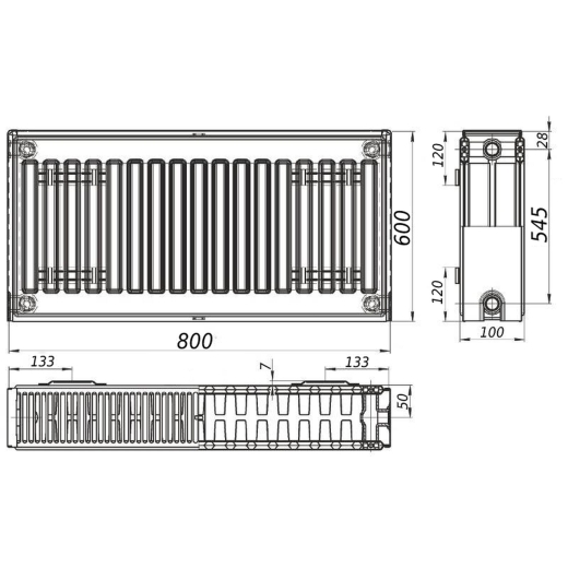 Радіатор сталевий панельний KALITE 22 бік 600x800 (97949003041923400) - 3