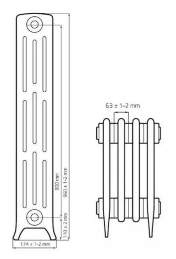 Чавунний ретро-радіатор Demir Dokum Classik 800 (D-800/144) - 3