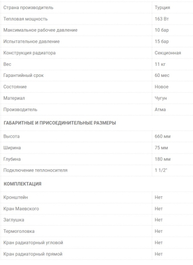 Чавунний ретро радіатор Атма Retrox 500 - 2
