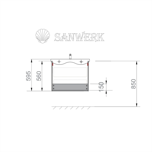 Тумба Sanwerk Alessa Air 60 білий з умивальником Space Line, 2F (MV0000870) - 6