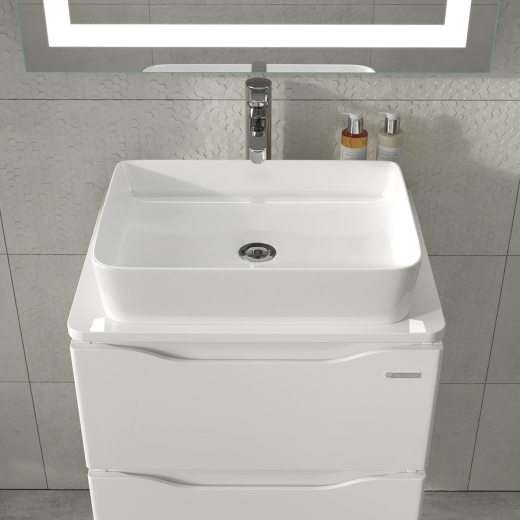Тумба Sanwerk Alessa Air 60 белая с ТОП панелью и умывальником Rapid 50x35, 2F (MV0000899) - 7