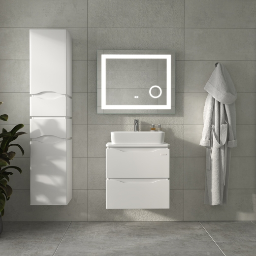 Тумба Sanwerk Alessa Air 60 белая с ТОП панелью и умывальником Rapid 50x35, 2F (MV0000899) - 8