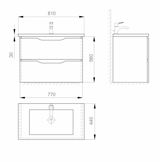 Тумба Sanwerk Liga Air 80 вст. мессина с умывальником Idea 2.0, 2F (MV0000862) - 4
