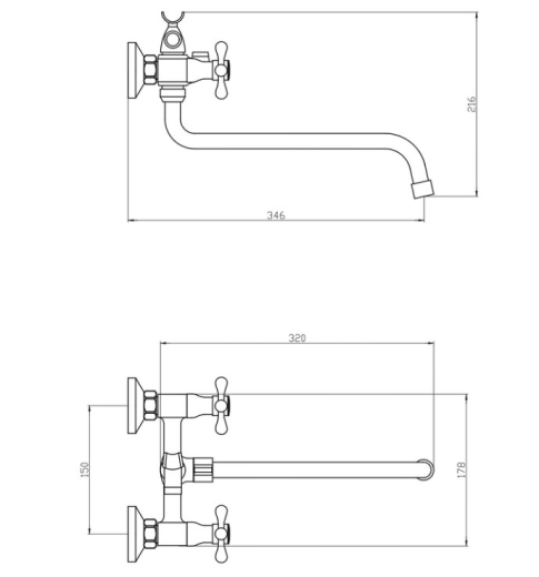 Смеситель для ванной Mixxus Mauro 140-B Euro (MI6256) - 5