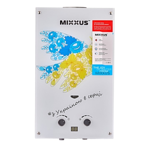 Газова колонка MIXXUS GWH-0610 Basic Glass димохідна 10 л/хв, панель зі скла з малюнком (WH0027) - 3