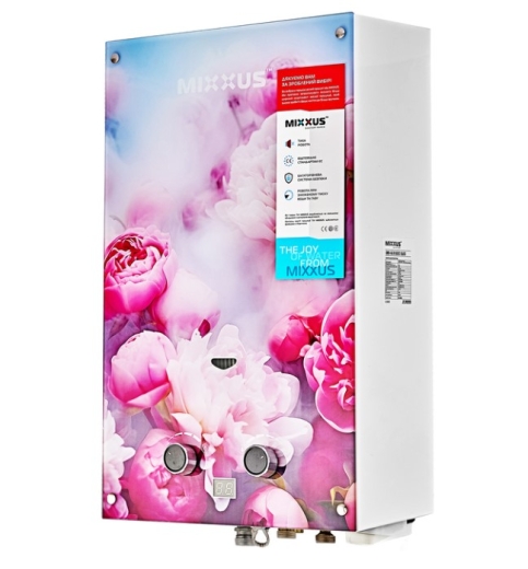 Газова колонка MIXXUS GWH-0410 Basic Glass димохідна 10 л/хв, панель зі скла з малюнком (WH0025) - 2