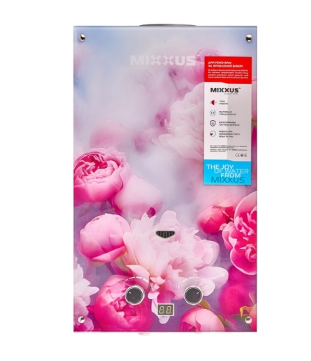 Газова колонка MIXXUS GWH-0410 Basic Glass димохідна 10 л/хв, панель зі скла з малюнком (WH0025) - 3