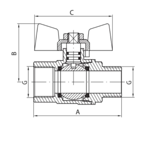Кран шаровый Koer KG.208 - 3/4" FM ГШБ, газ (KR4964) - 3