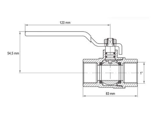 Кран шаровый Koer KG.204 - 1" FF ГГР, газ (KR4962) - 3