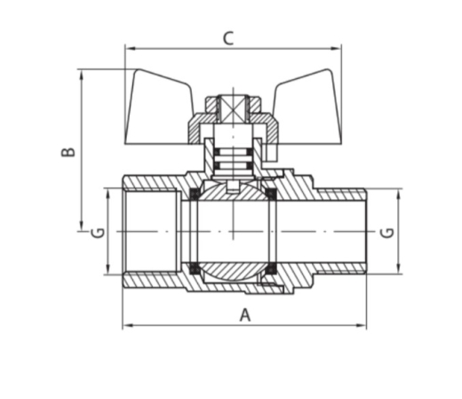 Кран шаровый Koer KG.208 - 1/2" FM ГШБ, газ (KR4963) - 3