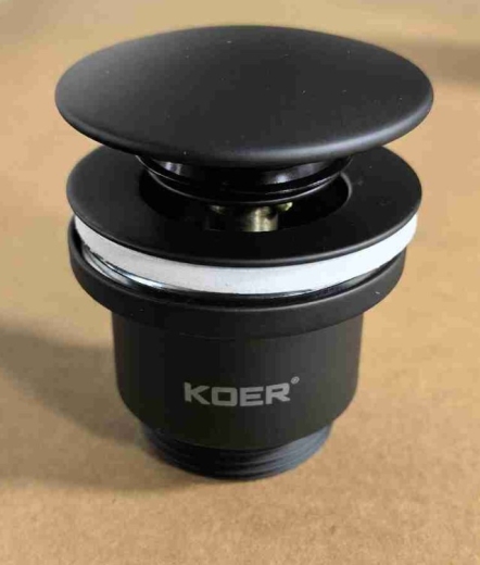 Донний клапан для умивальника Koer PW-01-05 1 1/4'', кнопка, чорний (KR3403) - 9