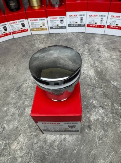 Донний клапан для умивальника Koer PW-01-01 1 1/4'', кнопка, хром (KR3400) - 7
