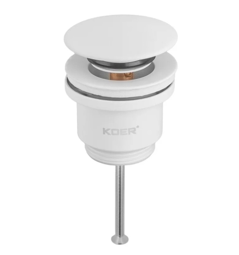 Донный клапан для умывальника Koer PW-01-03 1 1/4'', кнопка, белый (KR3402) - 1