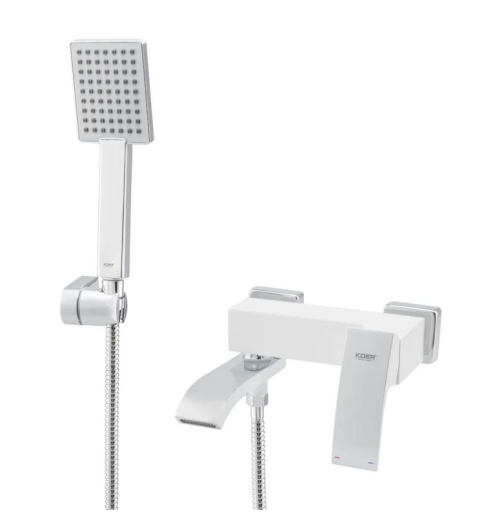 Смеситель для ванны Koer KB-41007-04 с коротким изливом, хром/белый (KR5157) - 1