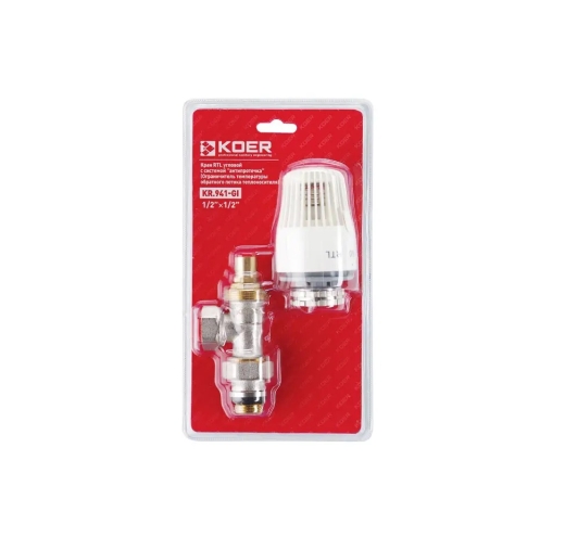 Кран RTL із системою "антитечки" кутовий Koer KR.941-Gi - 1/2x1/2 (KR3065) - 3