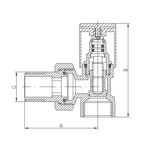 Кран для полотенцесушителя угловой Koer KR.531 - 1/2", 1 шт (KR3073) - 4