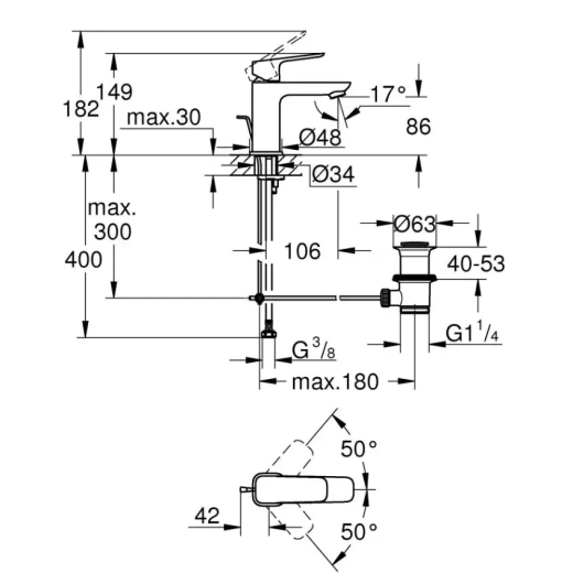 Смеситель для раковины Grohe Cubeo S-размера (1016940000) - 4