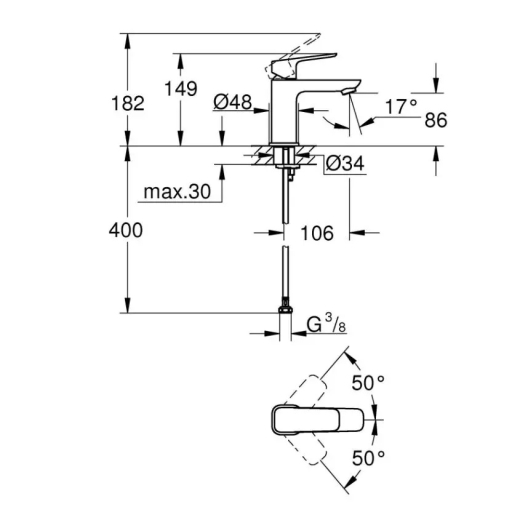 Смеситель для раковины Grohe Cubeo S-размера (1016990000) - 3