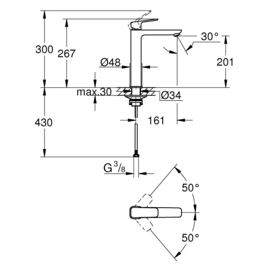 Смеситель для раковины Grohe Cubeo XL-размера (1017292430) - 3