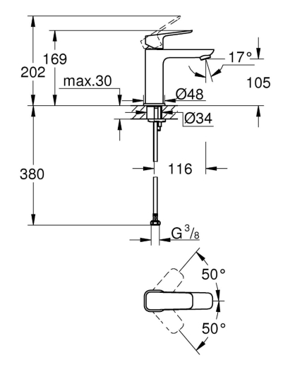 Смеситель для раковины Grohe Cubeo M-размера (1017550000) - 4