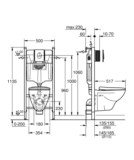 Комплект Solido 5в1 Унитаз + инсталляция Grohe Rapid SL c клавишей Skate Air (39116000) - 3