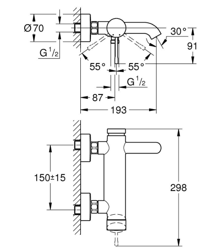 Смеситель для ванны Grohe Essence (25250001) - 3