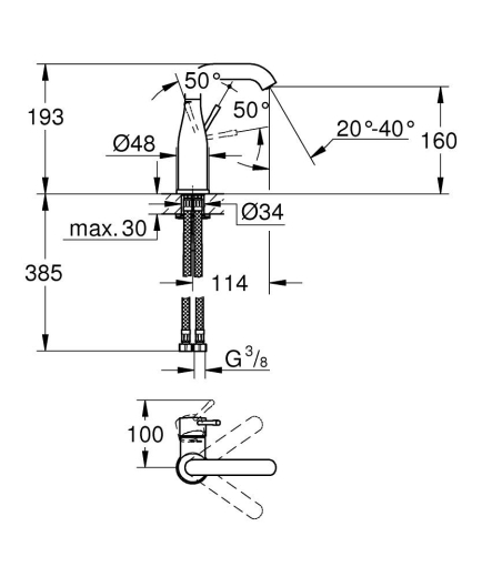 Смеситель для раковины Grohe Essence M-Size (24176KF1) - 4