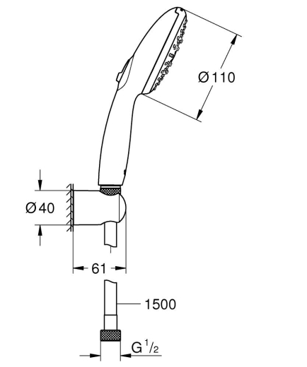 Душевой набор Grohe Tempesta 110, 3 режима струи (26920003) - 4