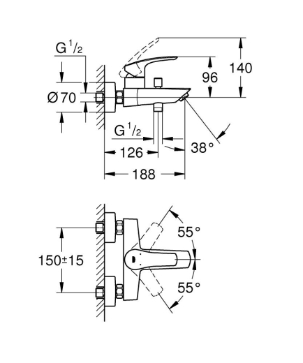 Смеситель для ванны Grohe Eurosmart (333002433) - 4