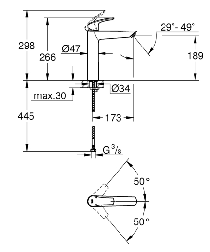 Змішувач для раковини Grohe Eurosmart XL-Size (239712433) - 4