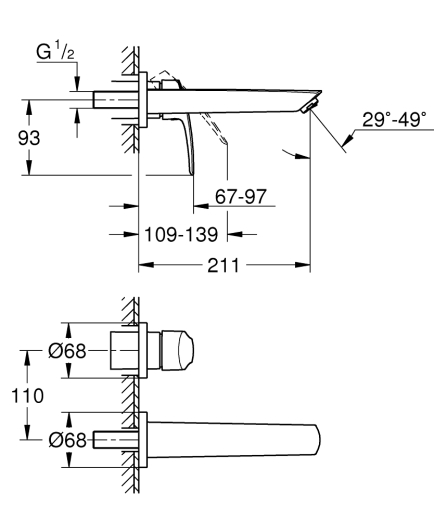 Смеситель для раковины Grohe Eurosmart M-Size (293382433) - 4