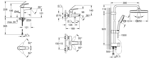 Комплект змішувачів 3в1 Grohe Eurosmart (UA123246R1) - 5
