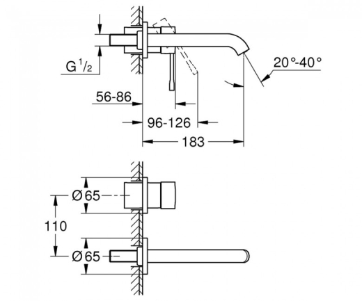 Настенный смеситель для ванной Grohe ESSENCE 29192001 - 2