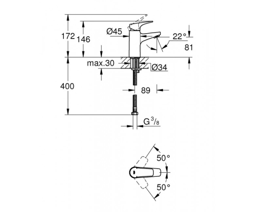 Змішувач для раковини Grohe BAU FLOW 23752000 - 2