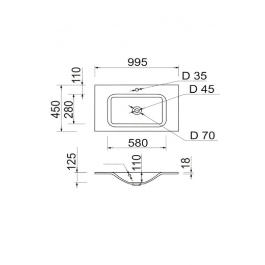 Умивальник Vivia Frate 100 (A0053511) - 5